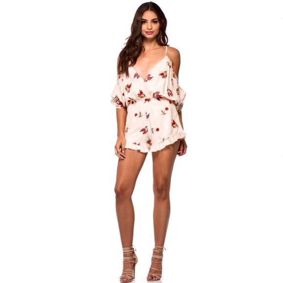 NEW LOVERS + FRIENDS REVOLVE FLORAL EMBROIDERED COLD-SHOULDER ROMPER - Picture 8 of 8